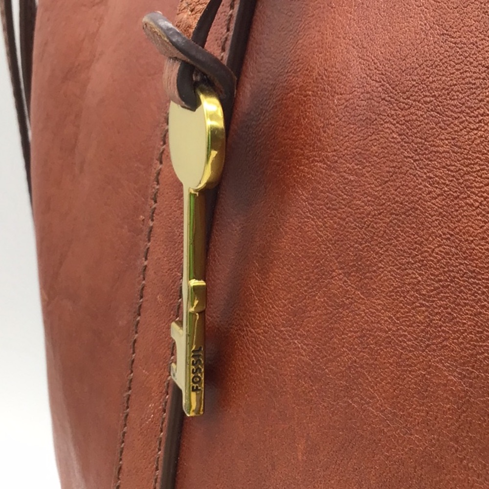 Fossil Cognac Brown Leather Tote - Picture 3 of 16